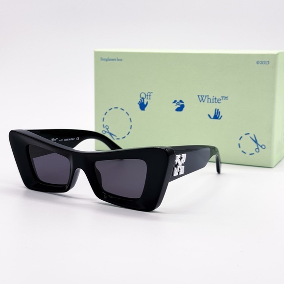NEW OFF-WHITE ACCRA 007 BLACK SUNGLASSES CAT EYE WOMEN OERI027 1007 OFF-WHITE - Picture 1 of 10